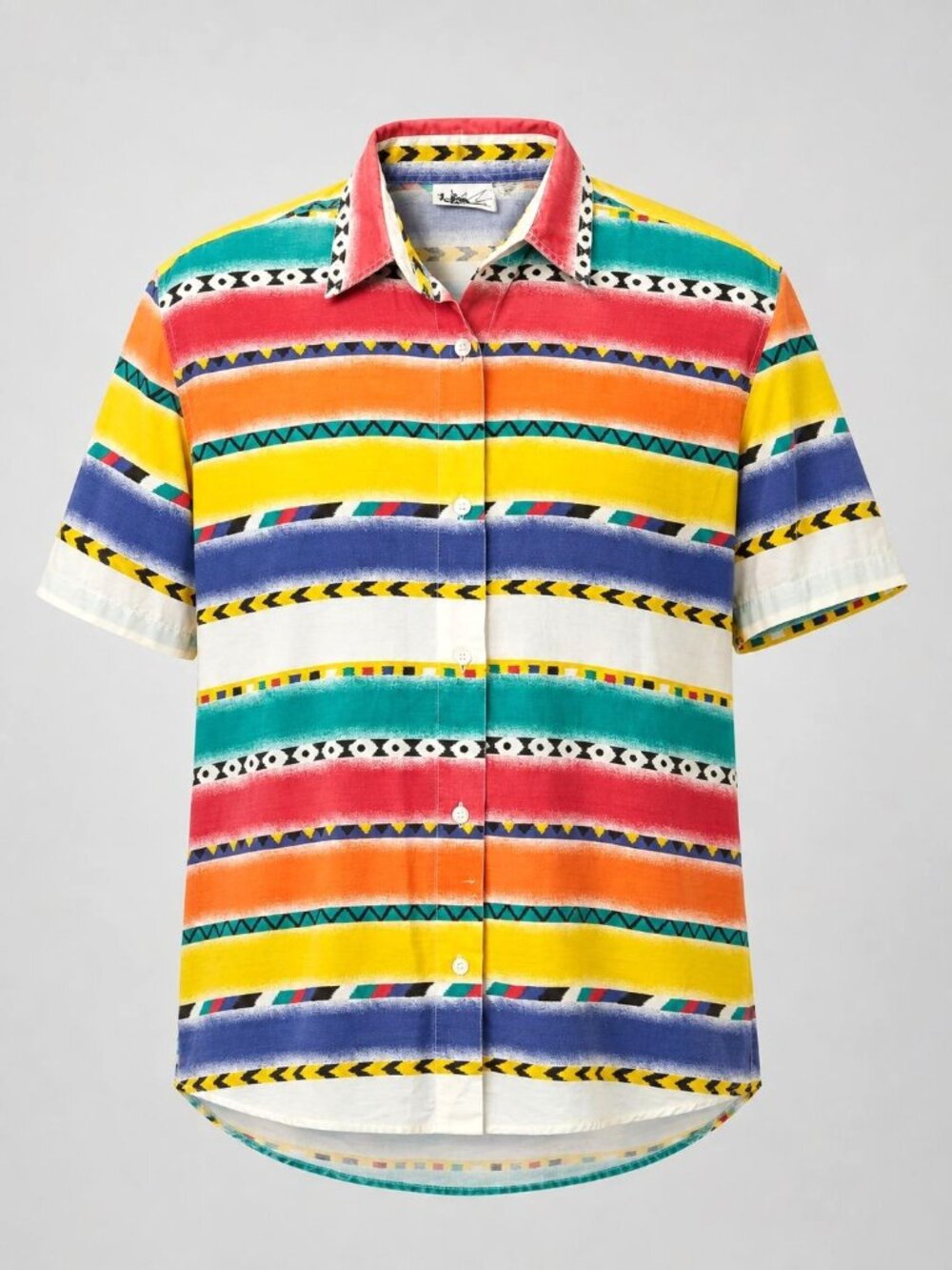 Sudden Impact Women’s Small Shirt VINTAGE Button Down Short Sleeve Western Aztec